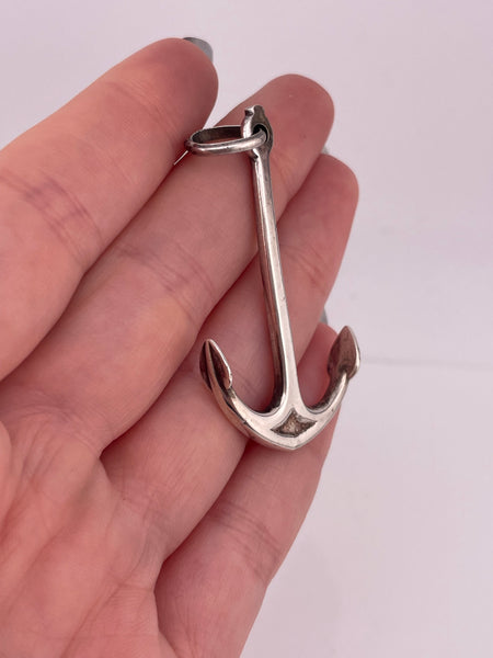 sterling silver large anchor pendant