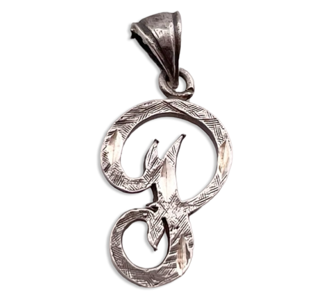 sterling silver 'P' letter initial pendant