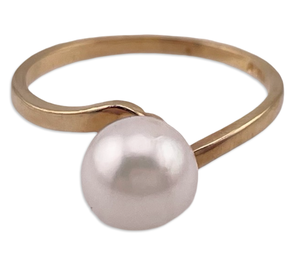 size 7.25 sterling silver gold plated plastic pearl ring
