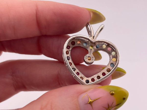 sterling silver colorful lab ruby heart pendant