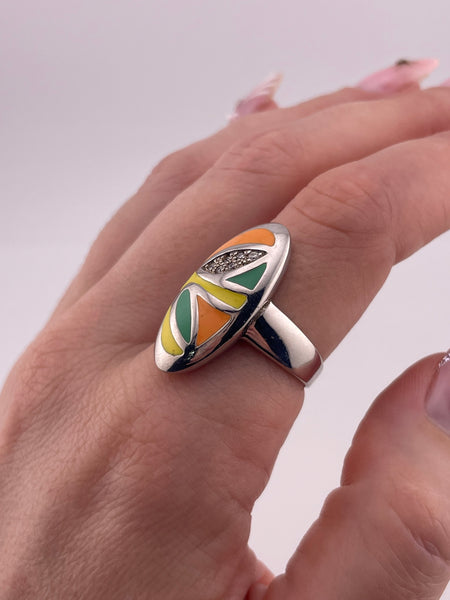 size 9.25 sterling silver resin rhinestone ring