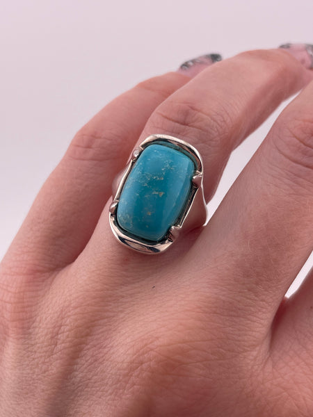 size 6.5 sterling silver blue glass ring