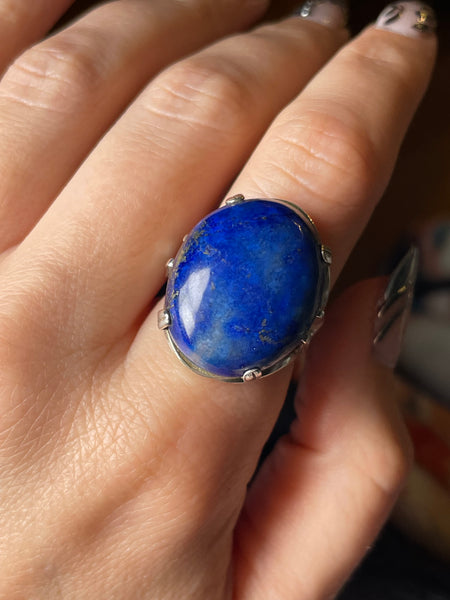 size 8 sterling silver lapis ring