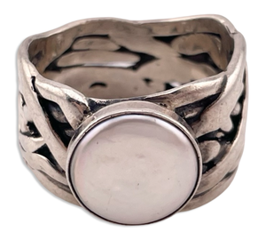 size 10 sterling silver Silpada wide band pearl ring