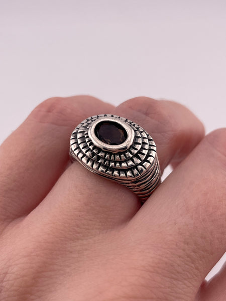 size 7.25 sterling silver faceted smokey quartz ring