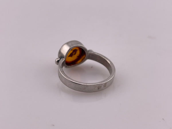 size 8 sterling silver round amber ball design ring