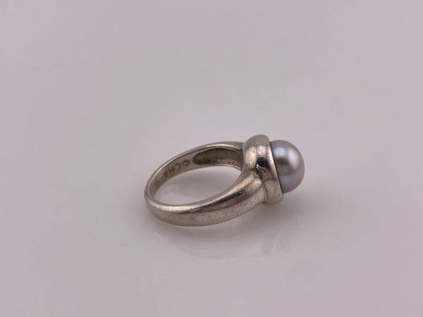 size 5 sterling silver synthetic pearl ring