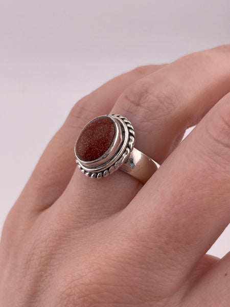 size 6.5 sterling silver goldstone ring
