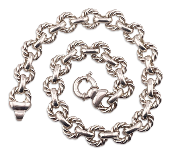 sterling silver 17-3/4" 86 gram chunky necklace