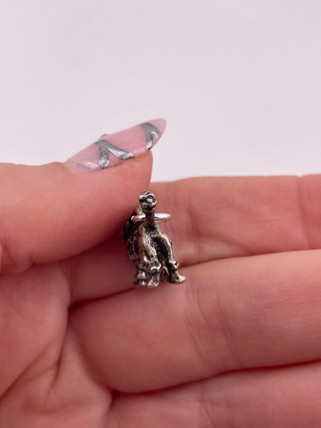 sterling silver solid 3D poodle dog charm pendant
