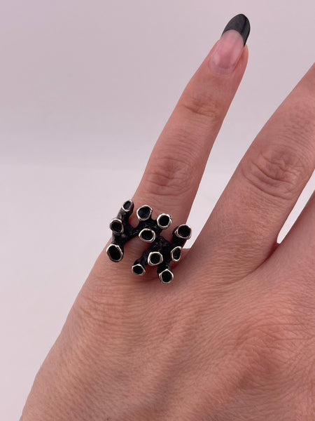 size 5.25 sterling silver modernist sculpture ring