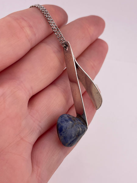 sterling silver 17-1/2" sodalite eighth music note necklace