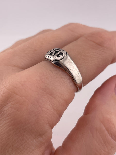 size 8.5 sterling silver 'JKG' initials ring