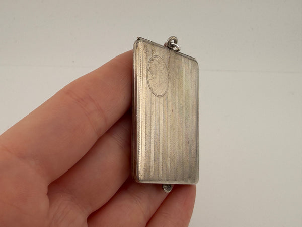 sterling silver etched rectangle locket pendant