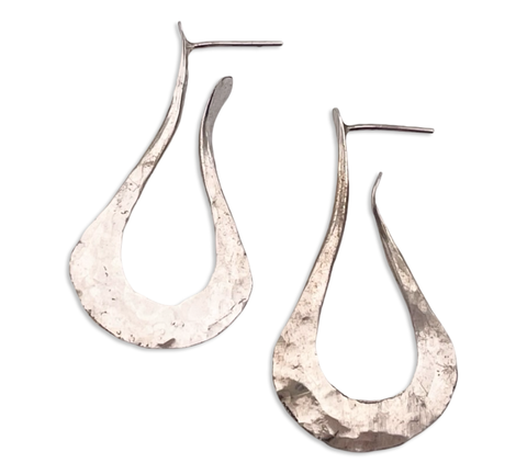 sterling silver hammered stoneless post earrings