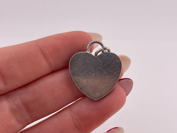 sterling silver very worn stoneless thick heart tag pendant