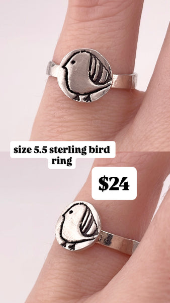 RESERVED PRIVATE LISTING -- sterling silver bird ring B34