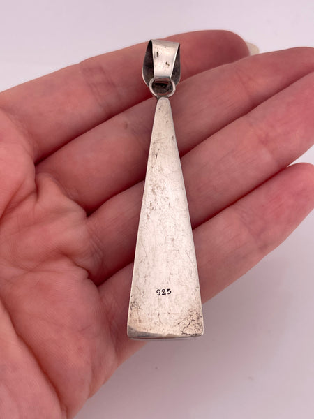 sterling silver 2-5/8" wampum shell pendant
