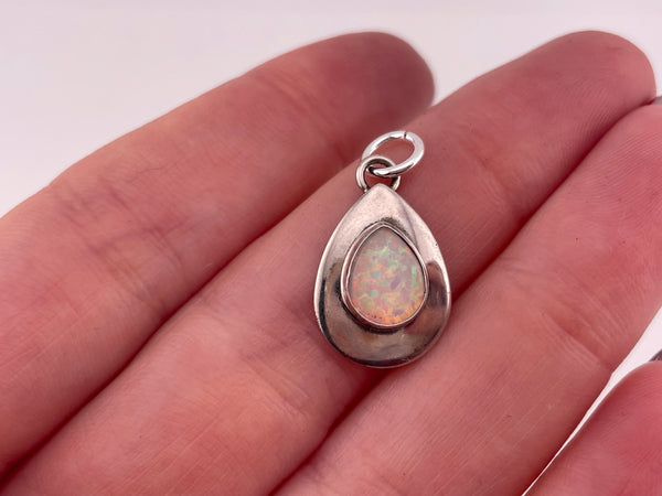 sterling silver synthetic opal pendant