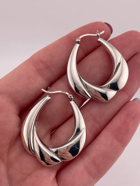 sterling silver puffy shaped hoop earrings