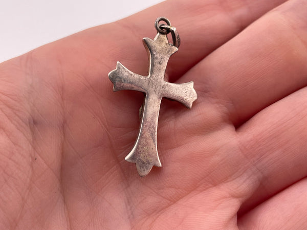 sterling silver synthetic turquoise cross pendant