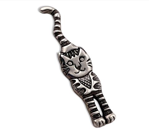 sterling silver cat brooch pin