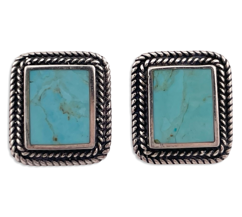 sterling silver synthetic turquoise post earrings