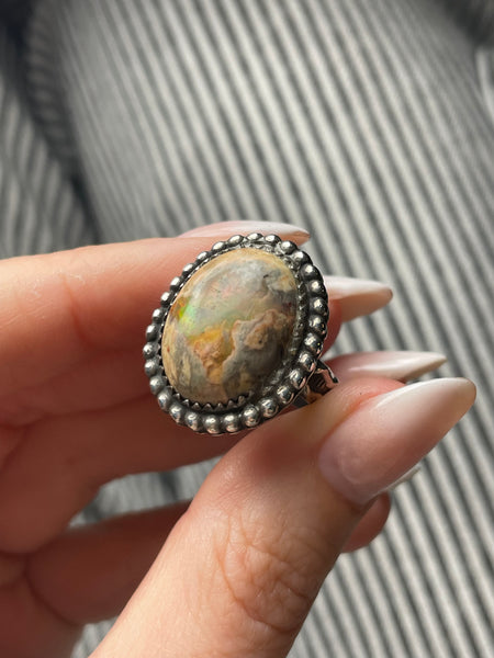 size 7 sterling silver Mexican opal ring