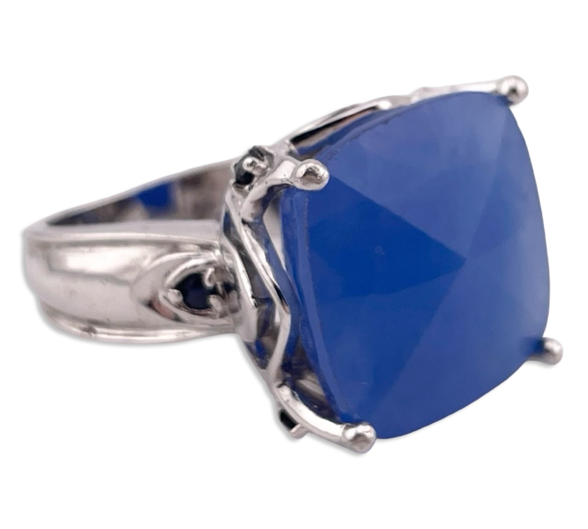 size 9 sterling silver blue gemstone spinel ring