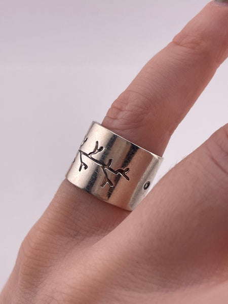 size 5.5 sterling silver & copper wide band tree ring