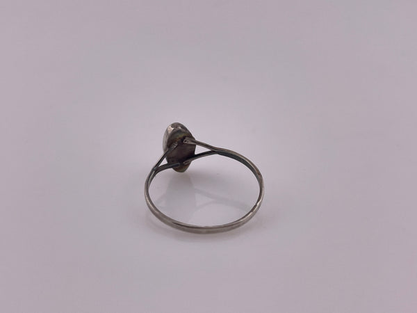 size 6.75 sterling silver mother of pearl crushed turquoise ring