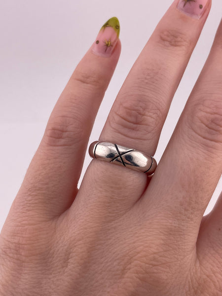 size 7 sterling silver Mexican chunky X band ring