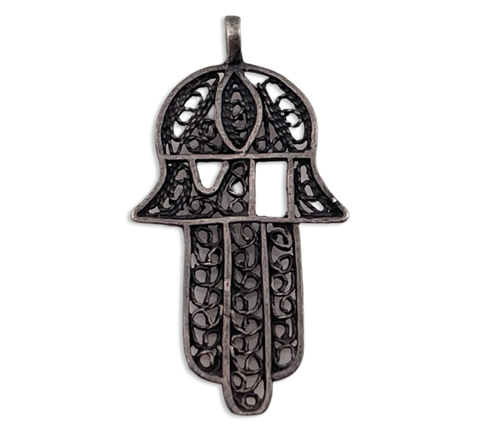 sterling silver Hamsa hand filigree pendant