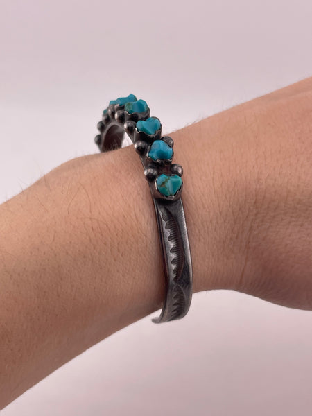 sterling silver turquoise snake eye cuff bracelet