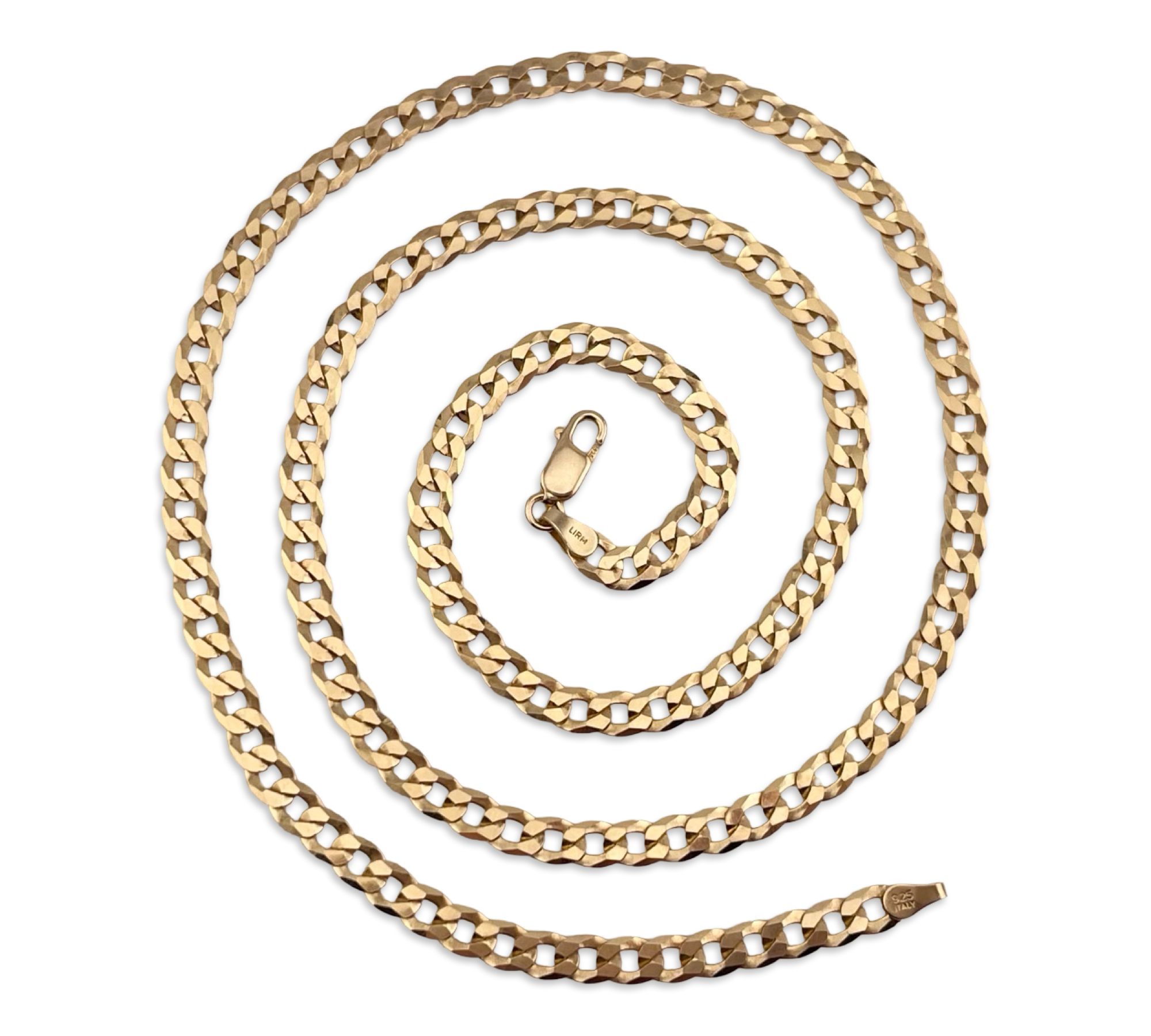 sterling silver 24" gold plated curb chain link necklace