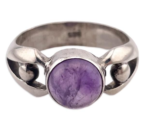 size 8.75 sterling silver circle amethyst ring