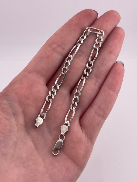 sterling silver 7 1/8" Italian figaro chain link bracelet