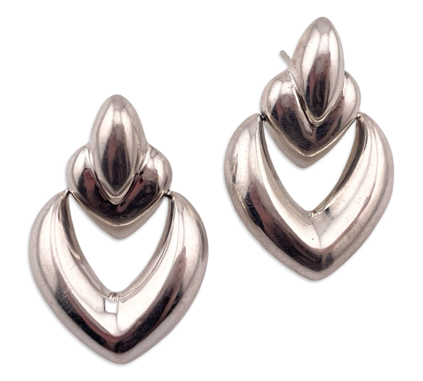 sterling silver stoneless puffy door-knocker post earrings