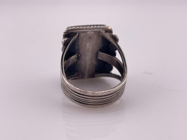 size 13.75 sterling silver Garrison Boyd Navajo crazy horse magnesite rectangle ring