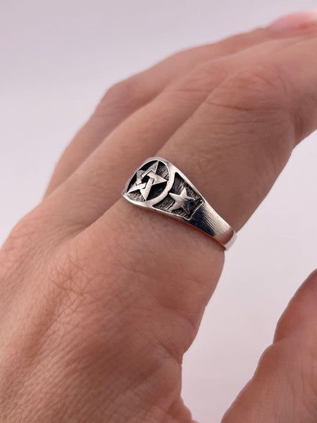size 8.75 sterling silver pentacle pentagram star ring
