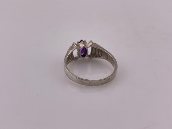 size 9 sterling silver faceted marquise shape amethyst ring