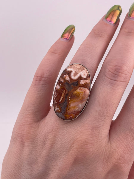 size 6.5 sterling silver agate ring