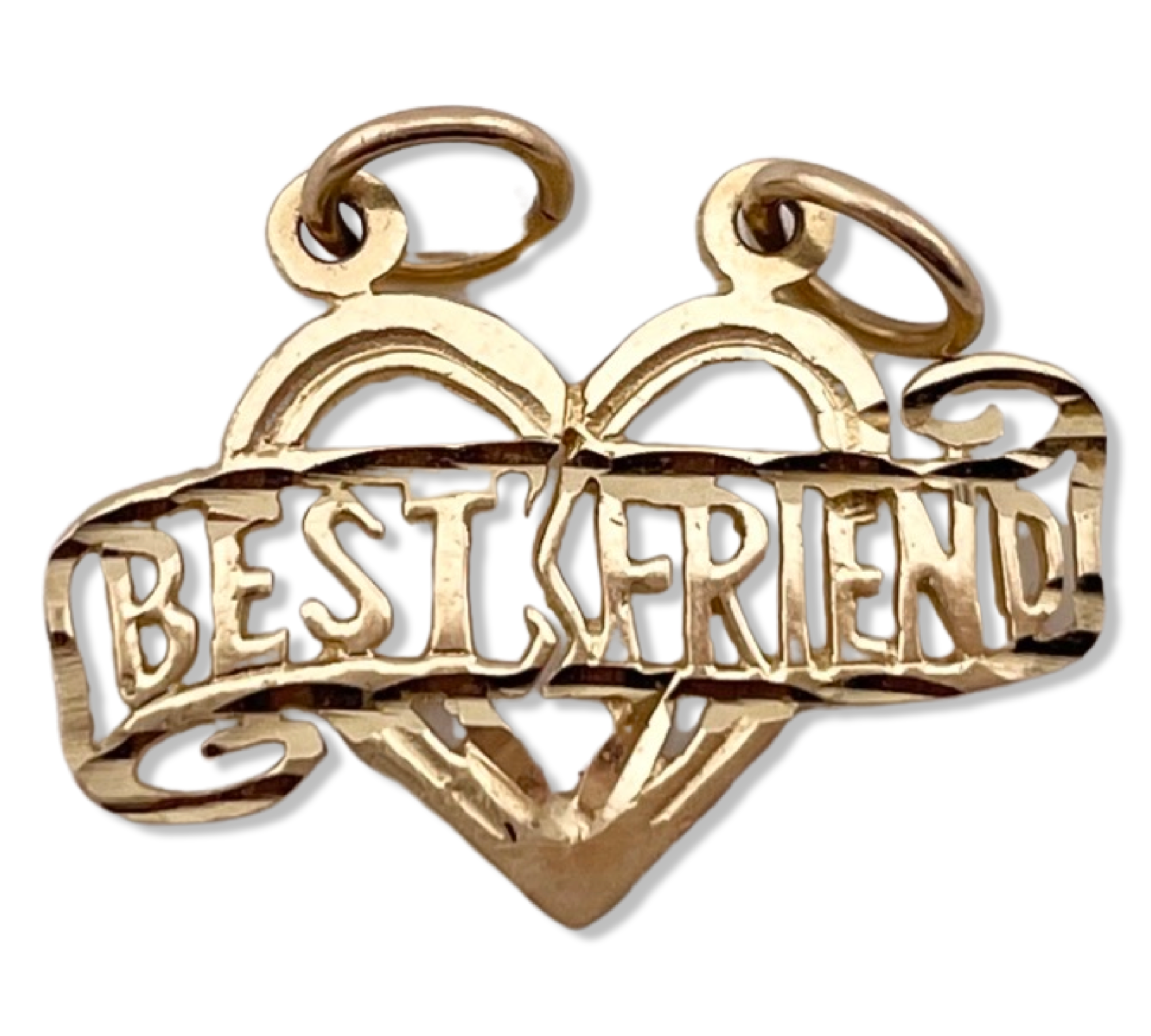 14k gold 'Best Friend' split heart charm pendant