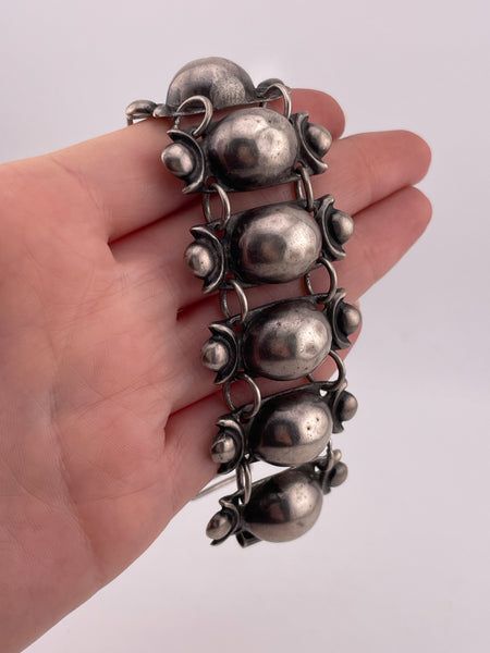 sterling silver Taxco Mexican stoneless domed link bracelet