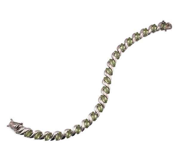 sterling silver 7-1/4" faceted peridot link bracelet