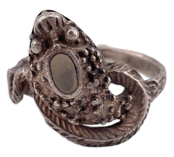 size 7 sterling silver mother of pearl snake ring