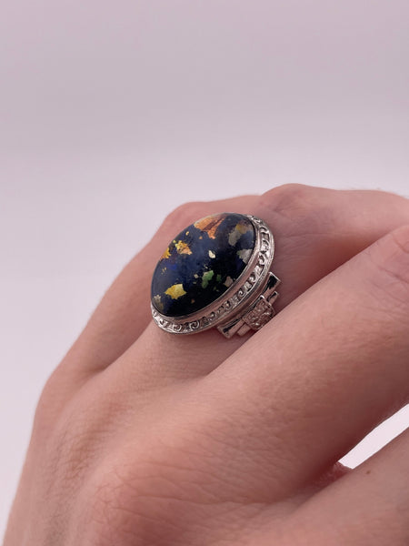 size 6.25 sterling silver Uncas foil glass ring **AS IS**