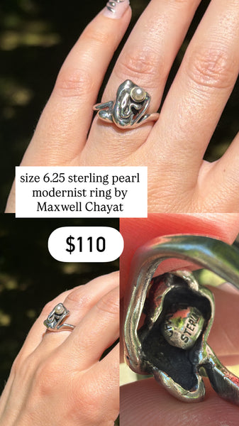 RESERVED PRIVATE LISTING -- sterling silver pearl ring C18