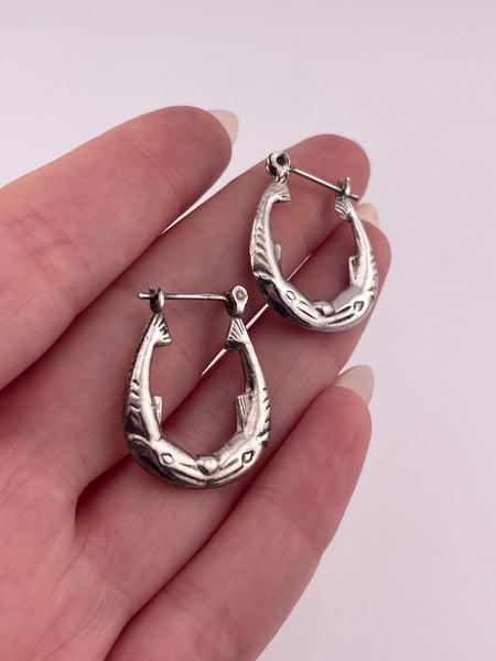 sterling silver dolphin hoop earrings