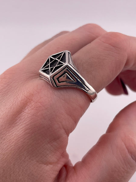 size 13 sterling silver pentagram star ring